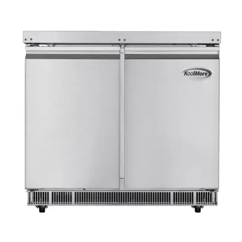Front. Koolmore - 36 in.  Refrigerated Prep Station Cold Table, Stainless-Steel Refrigerator with 6-Pan (Not Included) with Cover Capacity - Stainless-Steel.