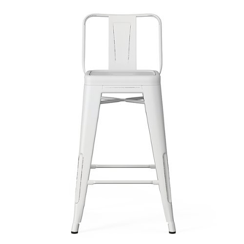 Simpli Home - Rayne Industrial Metal 24 inch Counter Height Stool (Set of 2) - Distressed White-Front_Standard 
