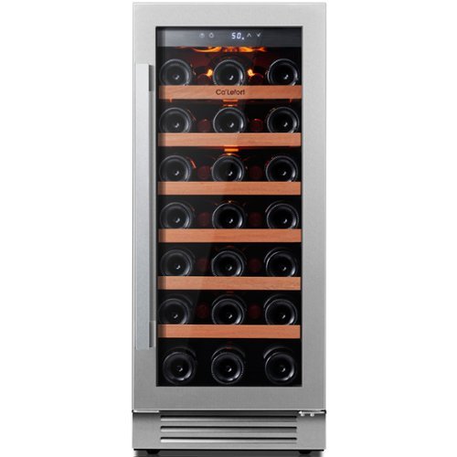 Ca'Lefort - 15" Wine Cooler Refrigerator, 33 Bottles, 40-65°F, Glass Door, 3LED, Built-In/Freestanding, 3.0 cu. ft - Stainless Steel-Front_Standard 