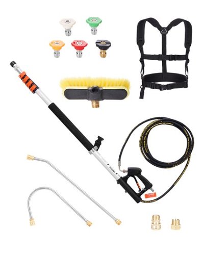 VEVOR - Pressure Washer Telescoping Wand, 18 ft, 4000 psi, Telescopic Spray Wand with Power Washer Extension Wands - Black + aluminum metallic color-Front_Standard 
