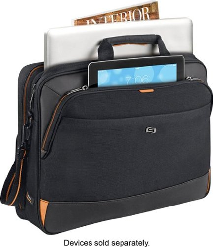 Solo New York Focus Portfolio Briefcase for 17.3 Laptop - Black/Orange SHOP ONLINE