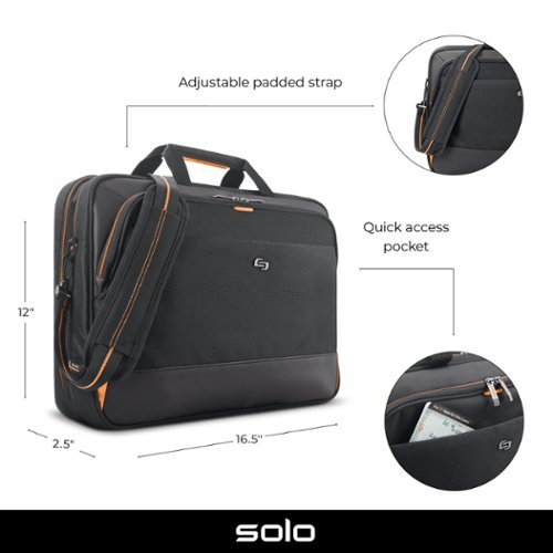 Solo New York Focus Portfolio Briefcase for 17.3 Laptop - Black/Orange WORLDWIDE DELIVERY