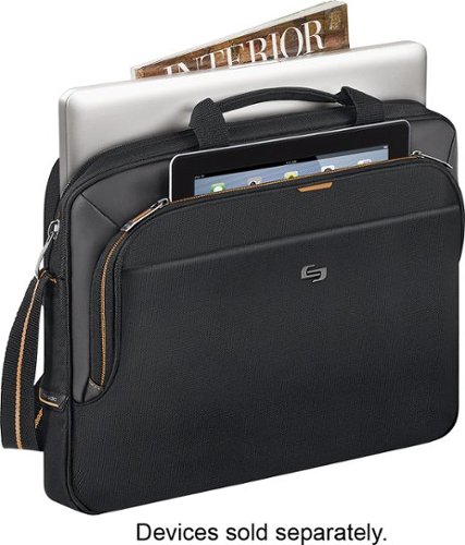 Solo New York Ace Slim Briefcase for 15.6 Laptop - Black/Orange WORLDWIDE DELIVERY