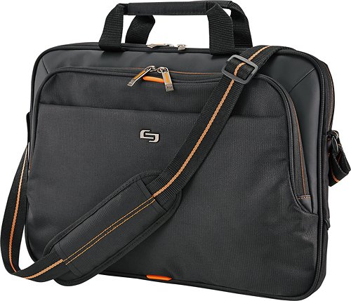 Solo New York Ace Slim Briefcase for 15.6 Laptop - Black/Orange SHOP ONLINE
