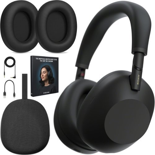 Sony - Refurbished Excellent - WH-1000XM6 Best Wireless Noise Canceling Headphones + Deco Gear XM6 Guide & Accessory Bundle - Black-Front_Standard 