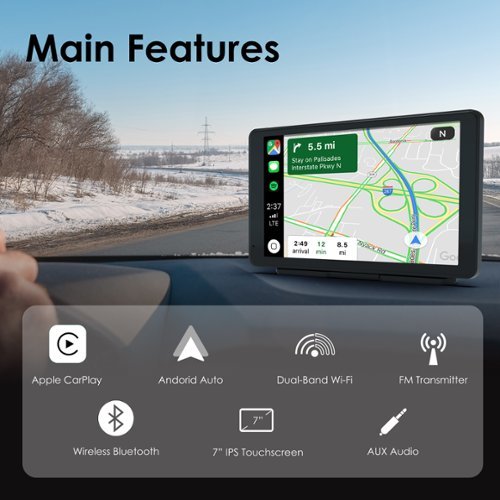 Rexing 7 Wireless Touchscreen Display Adapter with Apple CarPlay & Android Auto - Black WORLDWIDE DELIVERY