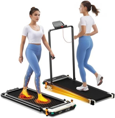 Akluer - 520A-B 2 in 1 Foot Massage Under Desk Treadmill, Dual-Sided Walking Pad with Handle, 2.5HP Quiet Motor, 330lbs Capacity - Black-Front_Standard 