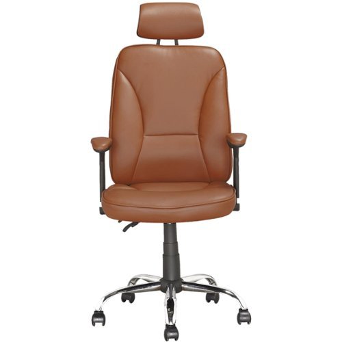 CorLiving - 5-Pointed Star Foam and Leatherette Executive Chair - Light Brown