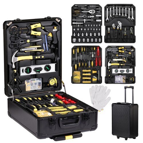 Winado - 799 Pieces Tool Set Mechanics Tool Kit Wrenches Socket with Trolley Case Box, Ratchet Handle, Magnetic Screwdrivers - Black-Front_Standard 