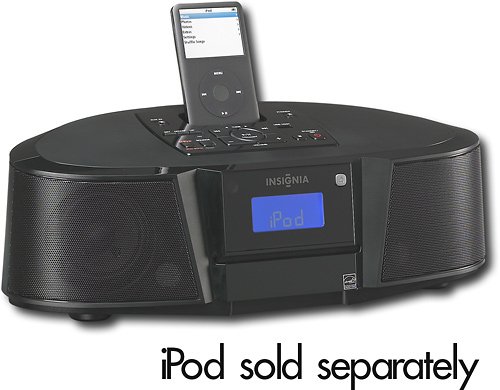 Insignia - CD Compact Shelf System with Apple iPod Dock - Black