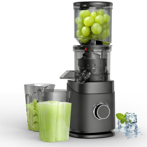 Teendow - Cold Press Juicer 4.5" Wide Chute for Whole Fruit & Vegetable, Slow Masticating Juice with 2 Cups - Black-Front_Standard 