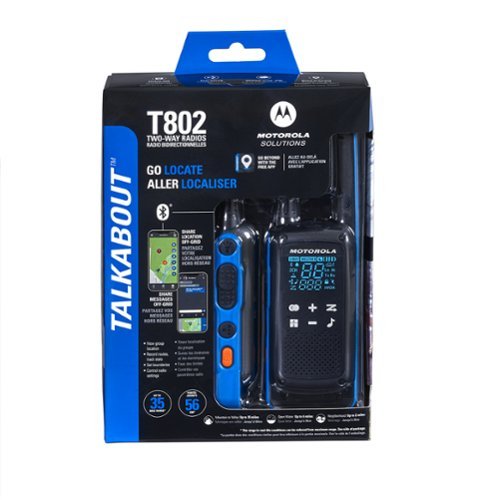 Motorola - Solutions T802 35 mi. Bluetooth Two-Way Radio Black/Blue 2-Pack - Black / Blue-Front_Standard 