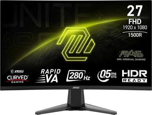 MSI - MAG 276CXF 27" Curved 280Hz 0.5ms Adaptive Sync Gaming Monitor with HDR ready (DisplayPort,HDMI) - Metallic Black
