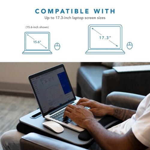 LapGear Smart-e Pro Memory Foam Lap Desk for 17.3 Laptop or Tablet - Silver Carbon WORLDWIDE DELIVERY
