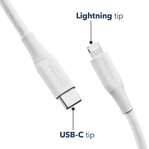 Insignia™ 10' Lightning to USB-C Braided Charge-and-Sync Cable (2 Pack) - Moon Gray BUY IN EUROPE