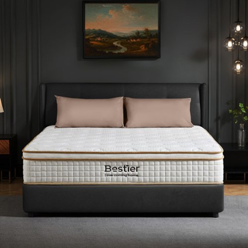 Bestier - 14" Tencel Gel Memory Foam Hybrid Mattress in a Box Medium-Firm for Motion Isolation - White-Front_Standard 