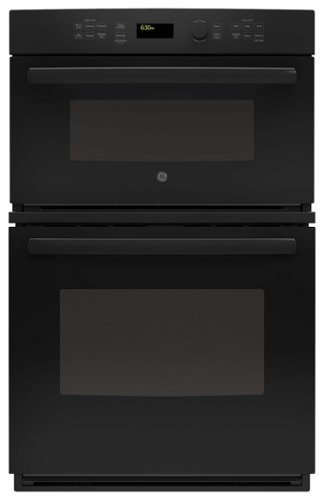 GE - 27" Single Electric Wall Oven with Built-In Microwave - Black on black