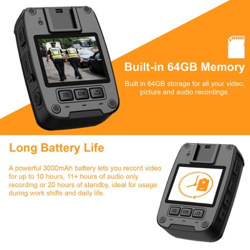 Rexing P1 1080p FHD Body Camera with 64GB Internal Memory - Black BUY IN UAE