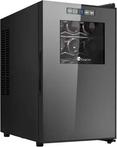 Front. KingChii - 18-Bottle Thermoelectric Wine Cooler Refrigerator with Advanced Cooling Technology and Glass Door - Black.