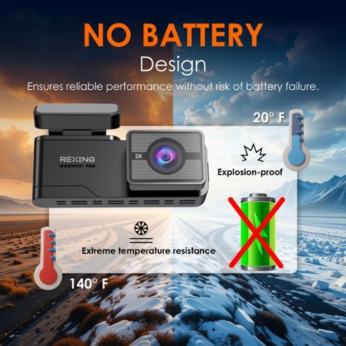 Rexing C2 – 2K Front + 1080p Rear Dash Cam with Wi-Fi - Black BUY IN EUROPE