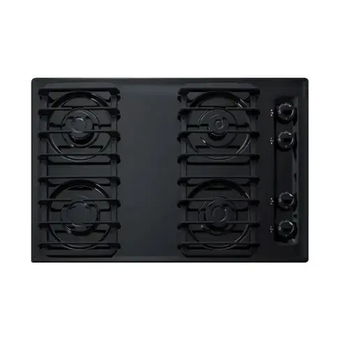 Front. SUMMIT - 30" Wide 4-Burner Gas Cooktop - Black.