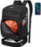 Vulpecula Spade - Basketball Backpack Bag Large Sports Bag with Separate Ball holder & Shoes compartment - Black-Front_Standard