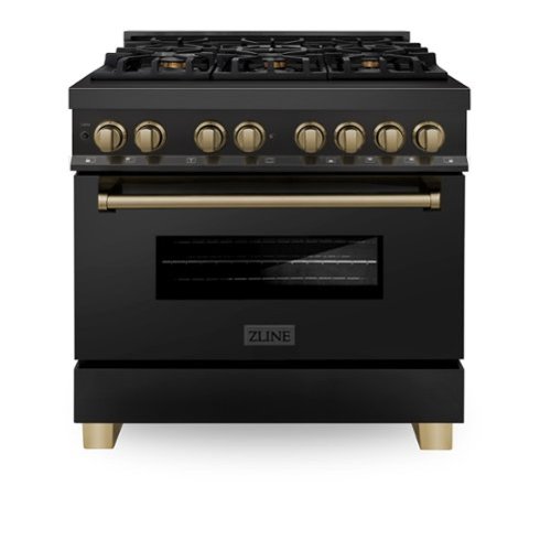 ZLINE - Autograph 36" Legacy Dual Fuel Range with Bronze Accents (RABZ-36-CB) - Black-Front_Standard 
