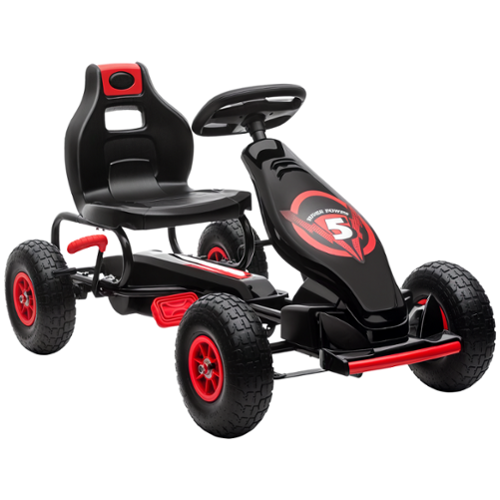 Aosom - Kids Pedal Go Kart Ride-on Toy, Tough Wear-Resistant Tread, Suspension System, Safety Hand Brake, Ages 5-12-Front_Standard 