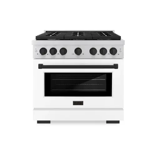 Front. ZLINE - ZLINE Autograph 36" Paramount Dual Fuel Range with Black Accents (SDRZ-WM-36-MB) - White.
