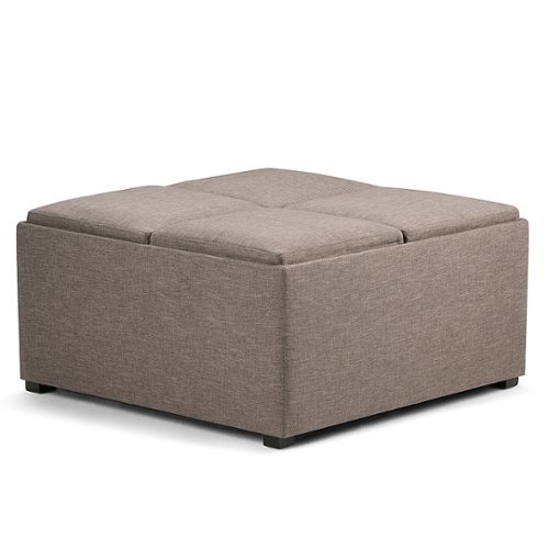 Simpli Home - Avalon Square Coffee Table Storage Ottoman - Fawn Brown-Front_Standard 
