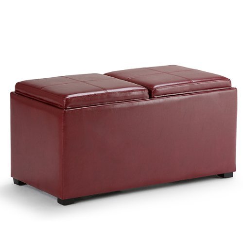 Simpli Home - Avalon 5 Piece Storage Ottoman - Radicchio Red-Front_Standard 