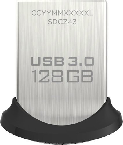  SanDisk - Ultra Fit 128GB USB 3.0 Type A Flash Drive - Black/Silver