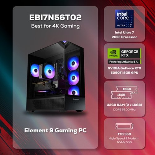 iBUYPOWER Element Gaming Desktop PC Intel Core Ultra 7 265F,NVIDIA