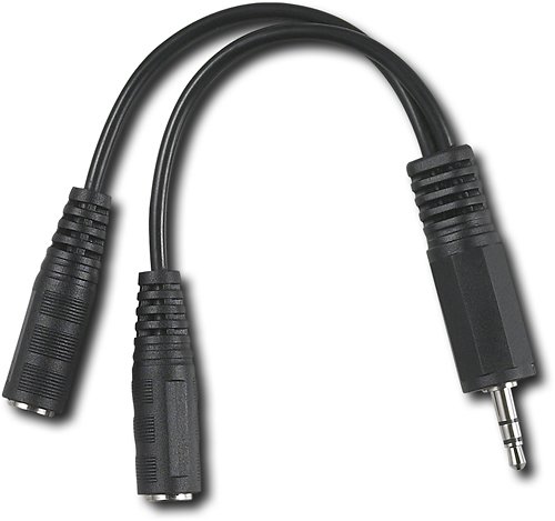  Dynex™ - Dual Mini Headphone Jack Adapter - Black