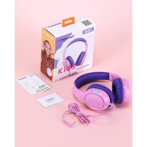 Tronsmart KH01 Wired Headphones for School Travel, Safe Volume Limited, Foldable Lightweight Over-Ear Headphones for PC/Tablet - Violet Pink WHERE TO BUY