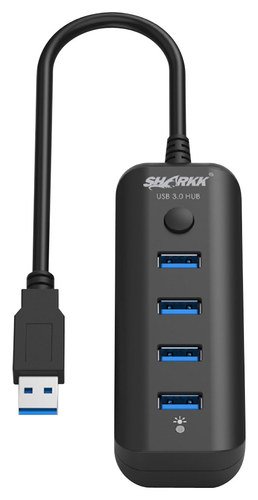  Sharkk - 4-Port USB 3.0 Hub - Black