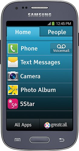  GreatCall - Jitterbug Samsung Touch3 4G Prepaid Cell Phone - Gray