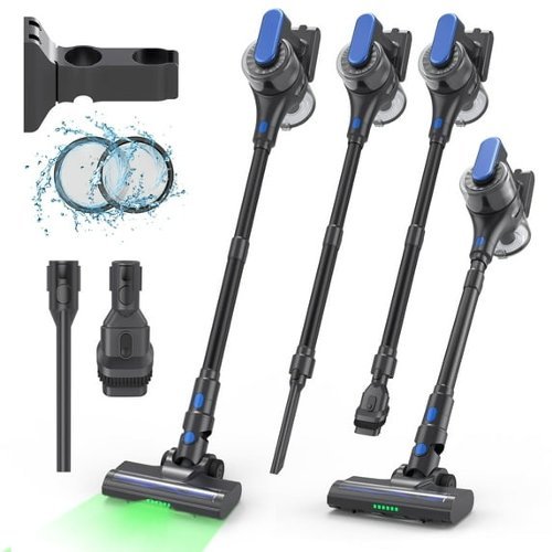 MOOSOO - Vacuum Cleaner, 55 Mins Runtime, Powerful Suction Cordless Stick Vacuum Cleaner, for Home Hardwood Floor Carpet - Blue-Front_Standard 