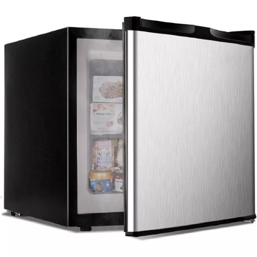 SIMZLIFE - 1.1 Cu.Ft Mini Upright Freezer-Low Noise Fridge with Reversible Single Door, Adjustable Temperature Control & 2 Shelves - Silver-Front_Standard 