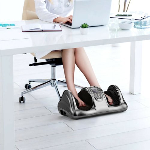 Costway Shiatsu Foot Massager Kneading and Rolling Leg Calf Ankle with Remote - Gray BUY IN MIDDLE EAST