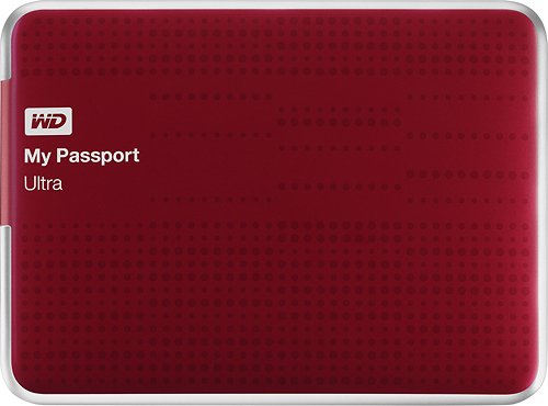  WD - My Passport Ultra 500GB External USB 3.0 Hard Drive - Red