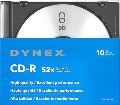  Dynex™ - 10-Pack 52x CD-R Discs with Jewel Cases - Silver