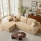 Ovios - 104" Modular Sectional Sofa with Chaise, Modern L Shaped Couch for Living Room - Beige(Plush Corduroy, Left Facing)-Front_Standard