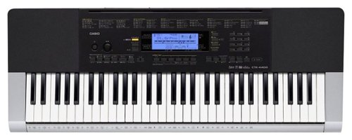 Casio - Portable Keyboard with 61 Standard-Size Touch-Sensitive Keys - Black/Silver-Front_Standard 