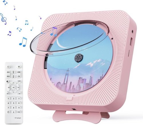 FINEAK - Portable Bluetooth CD Player for Home with Dual Speakers & FM Radio - Pink-Front_Standard 
