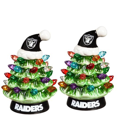 Evergreen Enterprises - Las Vegas Raiders 2-Pack 4" Ceramic LED Christmas Tree Set - Multicolor-Front_Standard 