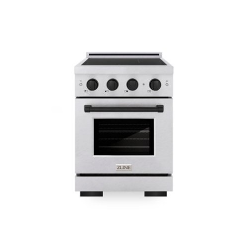 ZLINE - Autograph 24 in. 3.2 cu. ft. Paramount Freestanding Induction Range with 3 Burners in Satin Steel with Black Accents - Satin Stainless Steel