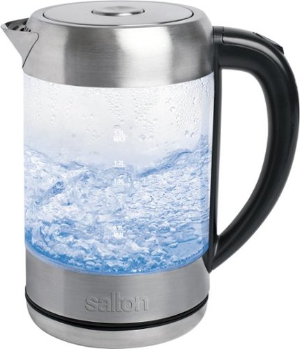  Salton - 1.7-Quart Cordless Electric Kettle - Stainless Steel/Clear