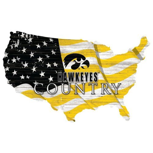 Fan Creations - Iowa Hawkeyes USA Flag Cutout Sign - Multicolor-Front_Standard 