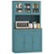 Homcom - 71" Kitchen Pantry Cabinet, Freestanding Kitchen Hutch with Microwave Stand, 2 Drawers and Adjustable Shelves - Green-Front_Standard